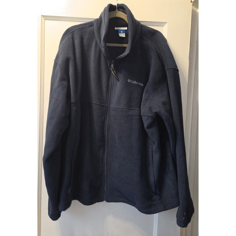 Columbia Men's XXL Blue Zip Up Fleece Lightweight Jacket  w/Pockets Polyester